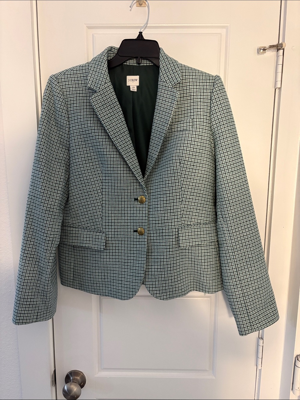 J. Crew Blue/Aqua Checked Tailored Blazer
